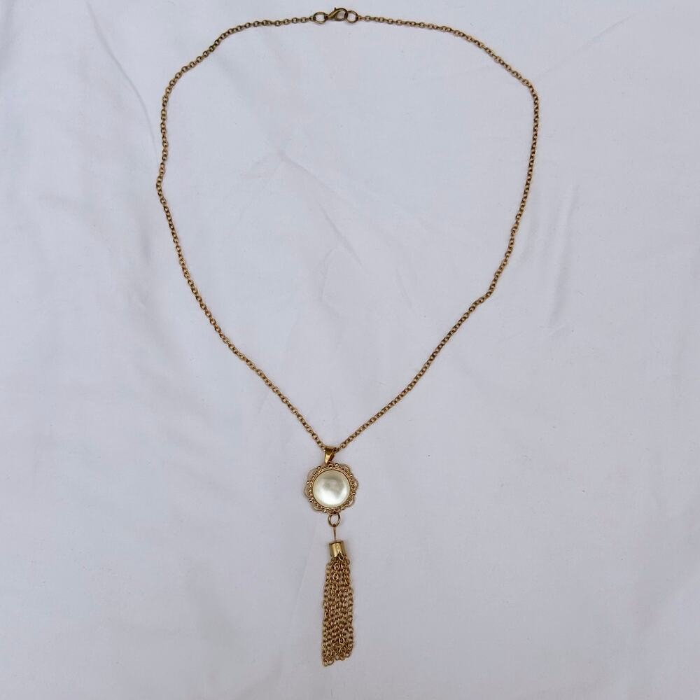 gold tassel pendant chain necklace